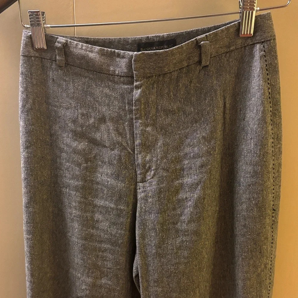 Banana Republic Women’s Gray Linen/Silk Blend Pants Side Stitching Size 0